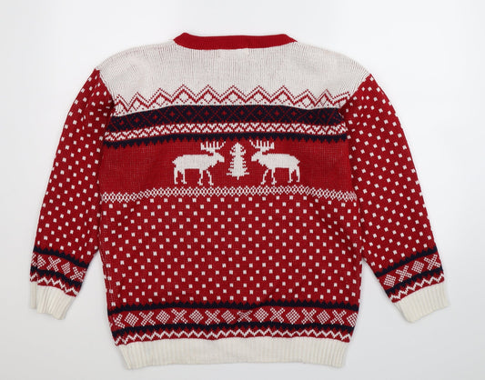 Sapphire Mens Red Knit Pullover Jumper Size L