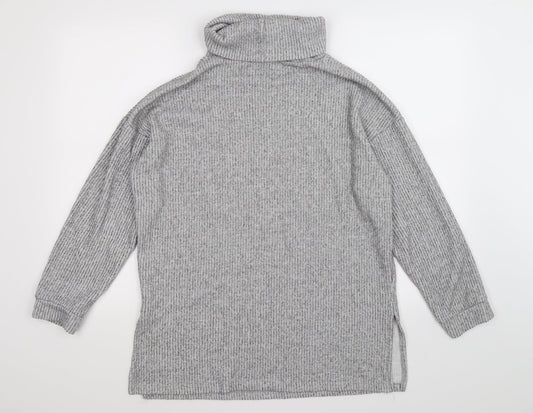 New Look Womens Grey Striped Knit Pullover Jumper Size M
