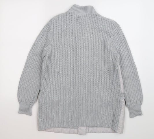 St Michaels Womens Grey Striped Knit Cardigan Jumper Size 14