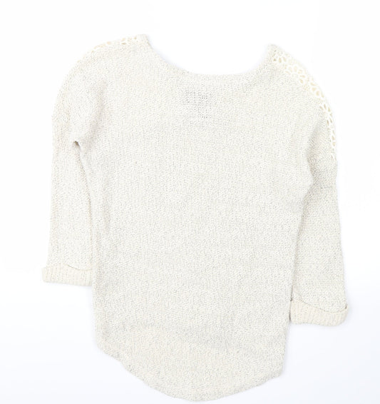 made for you Womens White Floral Pullover Jumper Size 6