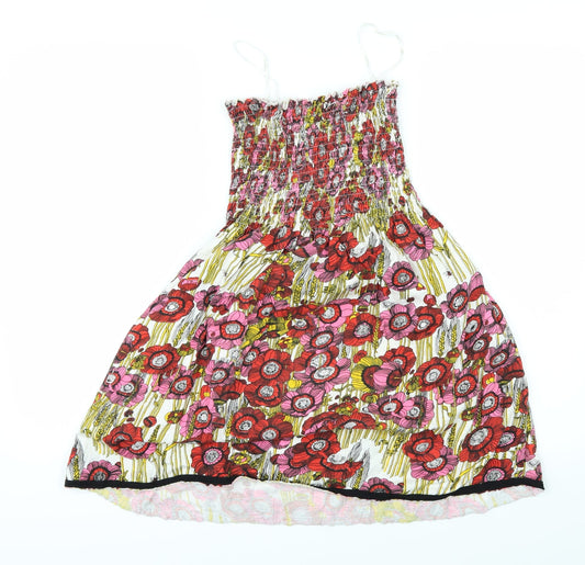 Preworn Girls White Floral Fit & Flare Size L