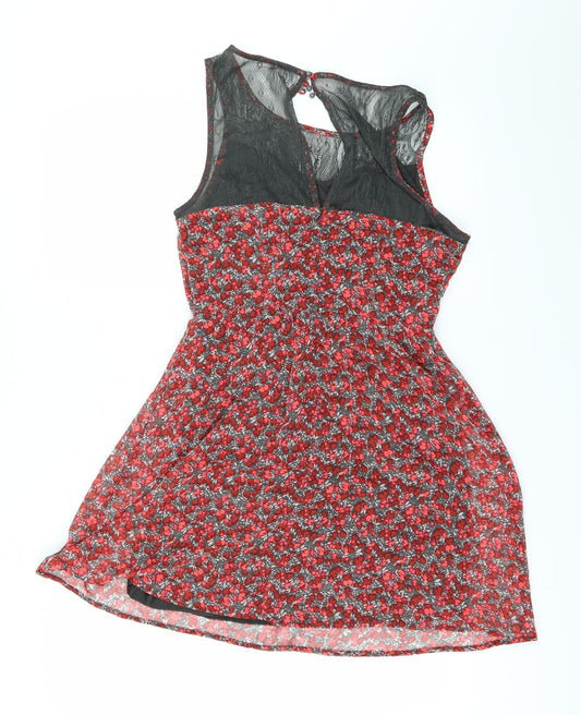 Only Womens Red Floral Fit & Flare Size 6