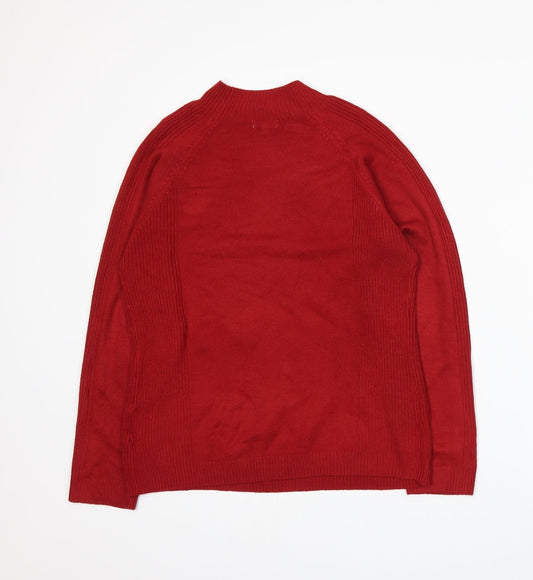 //text Womens Red Knit Pullover Jumper Size L