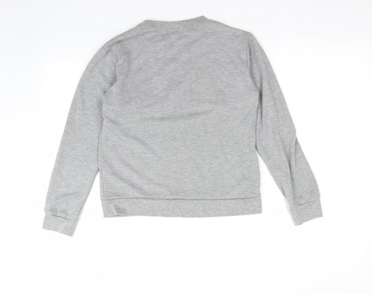 me n u Girls Grey Houndstooth Pullover Jumper Size 12 Years