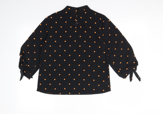 Preworn Womens Black Polka Dot Basic Blouse Size 6