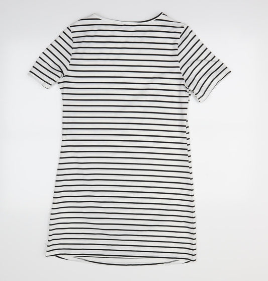 Shein Womens Silver Striped T-Shirt Dress Size S