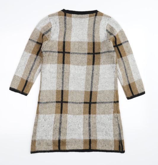Papaya Womens Brown Plaid Bodycon Size S