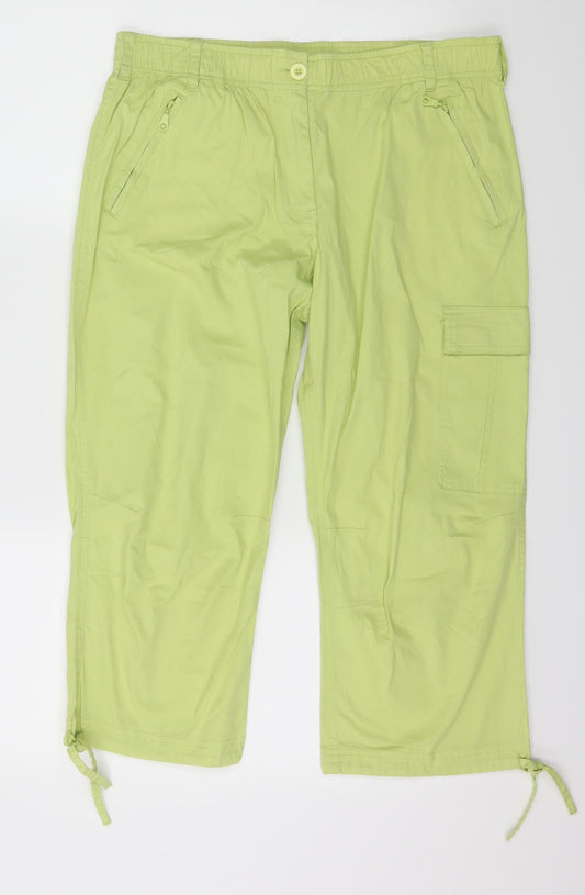 Kuala Womens Green Floral Cropped Trousers Size 2XL L21 in