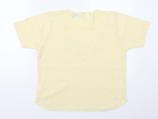 Affections Womens Yellow Floral Pullover Jumper Size M