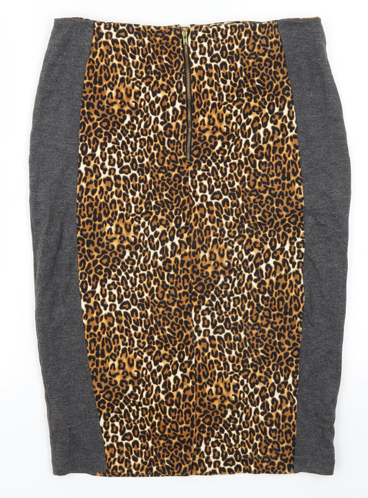 Marks and Spencer Womens Brown Animal Print Straight & Pencil Skirt Size 12