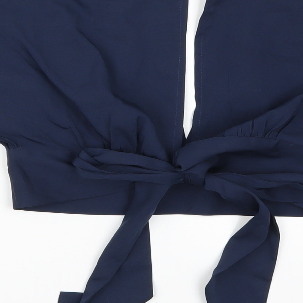 Chemistry Womens Blue Cropped Blouse Size 8