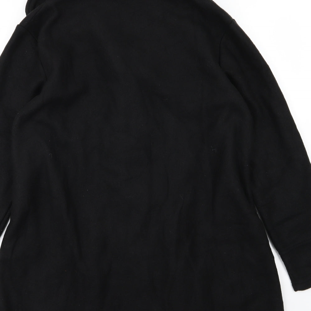 Preworn Womens Black Fleece Overcoat Coat Size 16