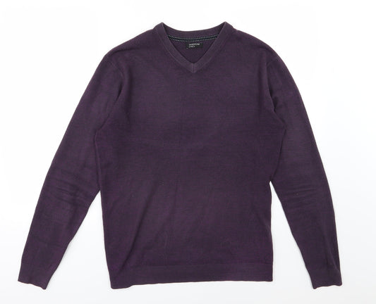 M&Co Mens Purple Knit Pullover Jumper Size S