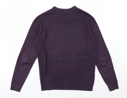 M&Co Mens Purple Knit Pullover Jumper Size S