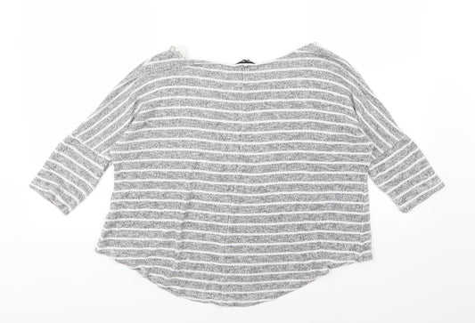 Select Womens Grey Striped Knit Pullover Jumper Size 12