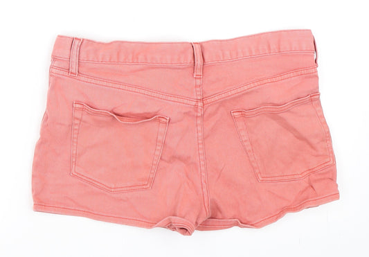 UNI QLO Womens Pink Denim Hot Pants Shorts Size 27 in