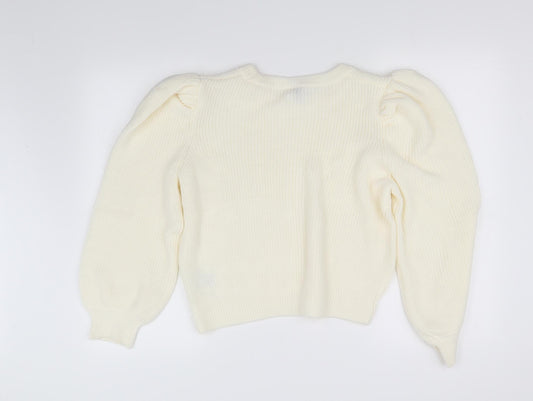 Divided Womens White Pullover Sweatshirt Size M