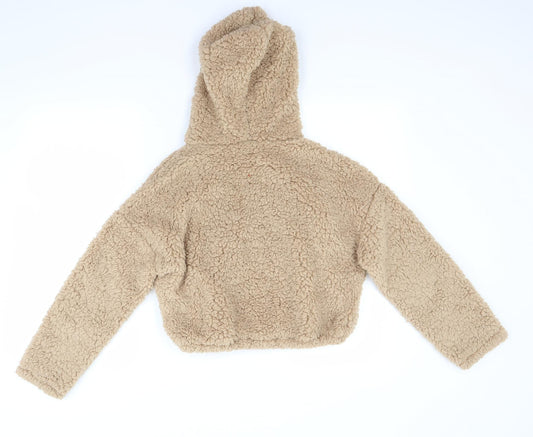 New Look Girls Beige Fleece Pullover Hoodie Size 12 Years