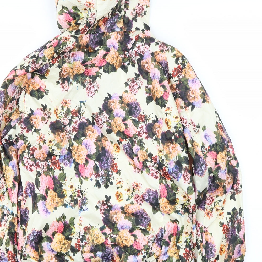 Brave Soul Womens Ivory Floral Rain Coat Jacket Size M