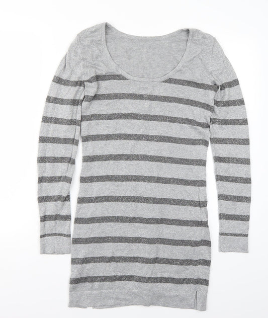 Dorothy Perkins Womens Grey Striped Pullover Jumper Size 8