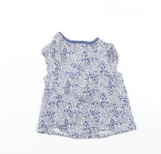 TU Girls White Floral Basic T-Shirt Size 3-6 Months