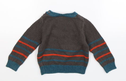 Mini Club Boys Grey Knit Pullover Jumper Size 9-12 Months