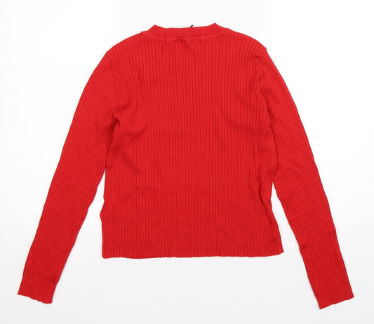 Divided Womens Red Knit Pullover Jumper Size M