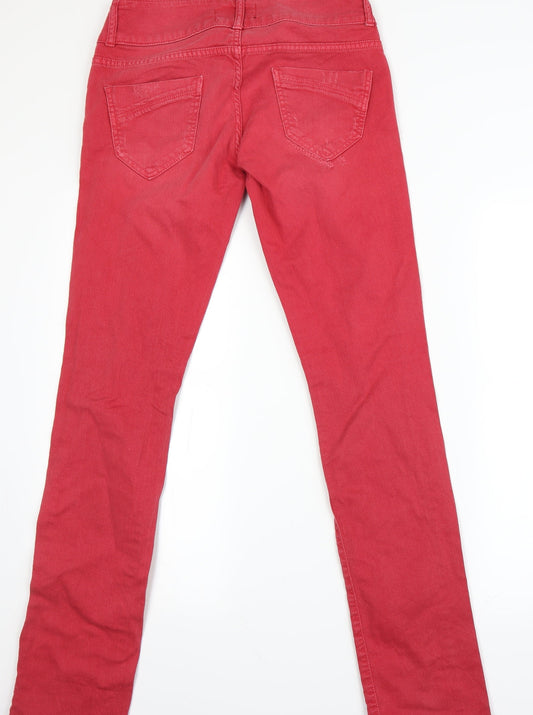 trr Womens Orange Houndstooth Straight Jeans Size 12 L30 in