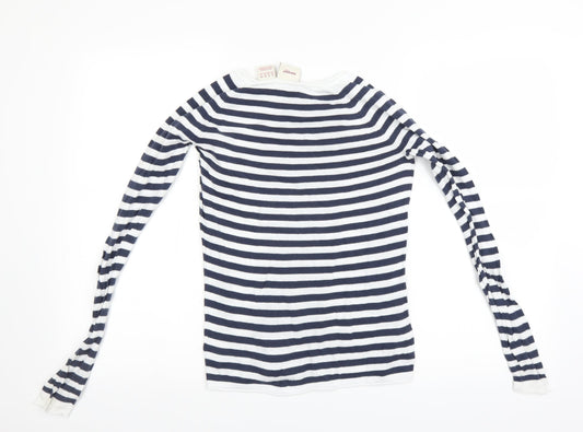 Magnum Girls White Striped Pullover Jumper Size 13 Years