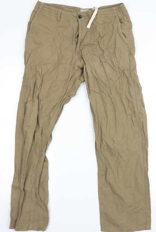 Marks and Spencer Mens Beige Chino Trousers Size 32 L25 in