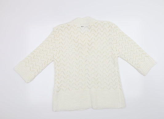 Elegant Collection Womens White Cardigan Jumper Size S