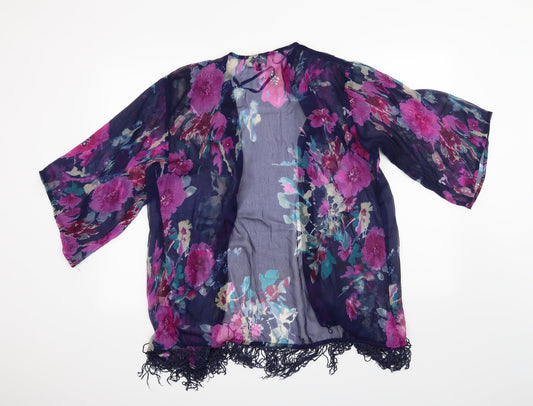 AX Paris Womens Blue Floral Cardigan Jumper Size S