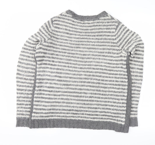 New Look Womens Grey Striped Pullover Jumper Size 8