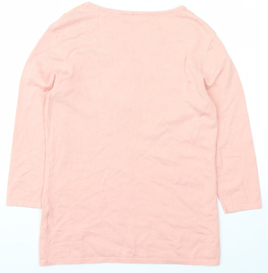 Damart Womens Pink Floral Pullover Jumper Size 10