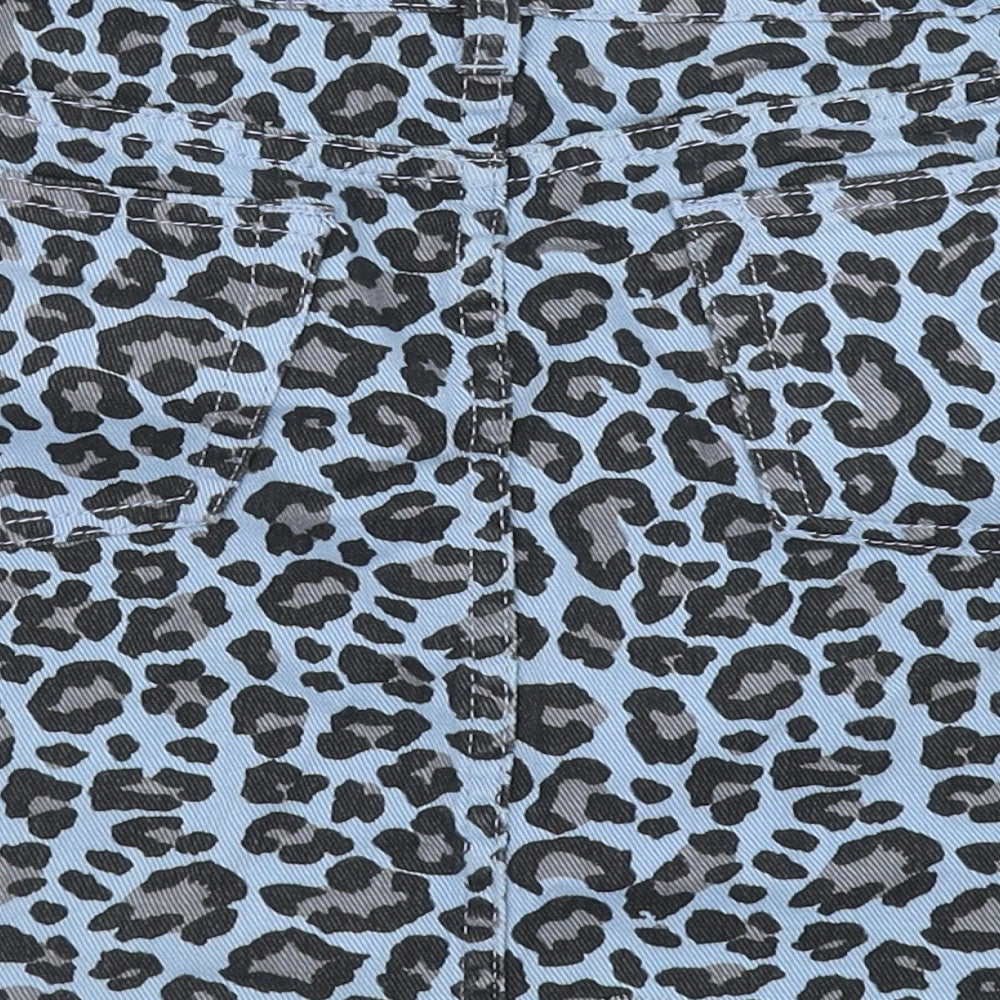 Boohoo Womens Blue Animal Print Mini Skirt Size 8