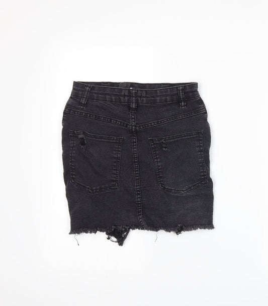 PRETTYLITTLETHING Womens Grey Denim Straight & Pencil Skirt Size 6