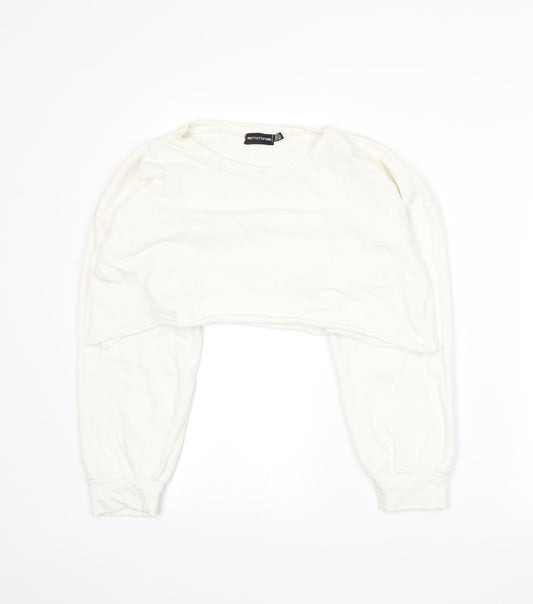 PRETTYLITTLETHING Womens White Jersey Pullover Sweatshirt Size 12