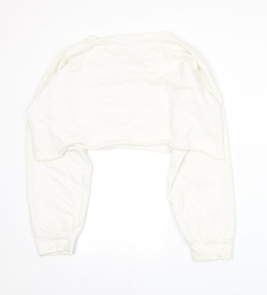 PRETTYLITTLETHING Womens White Jersey Pullover Sweatshirt Size 12