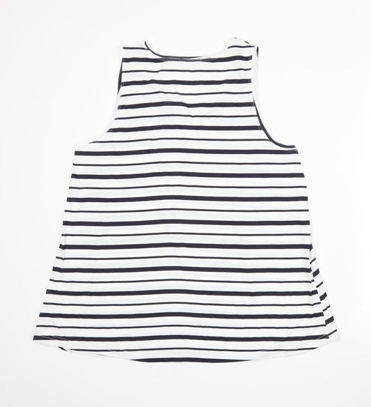 Avenue Womens White Striped Basic Tank Size 14