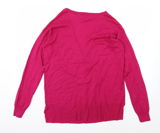 C&A Womens Pink Knit Cardigan Jumper Size S