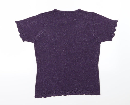 EWM Womens Purple Knit Pullover Jumper Size S