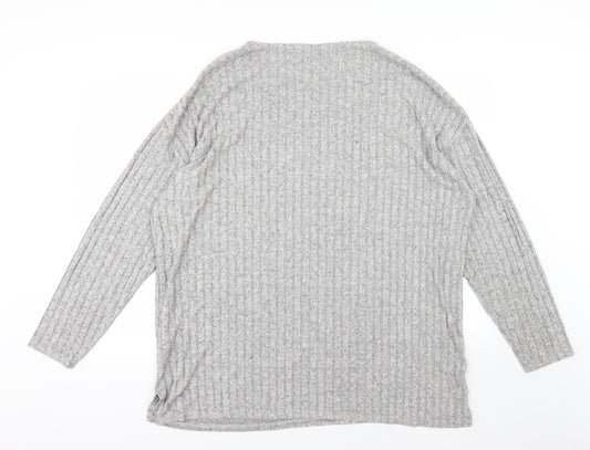 Pep&Co Womens Grey Striped Knit Pullover Jumper Size 20