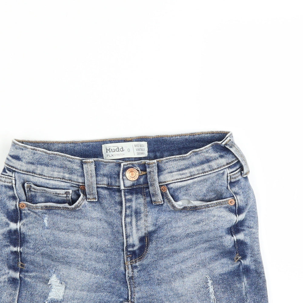 Mudd Womens Blue   Bermuda Shorts Size 4 - DISTRESSED