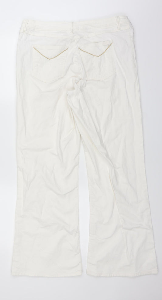 John Lewis Womens White Denim Bootcut Jeans Size 34 in L29 in
