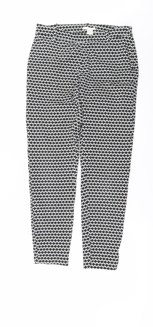 H&M Womens Black Geometric Trousers Size 8 L26 in