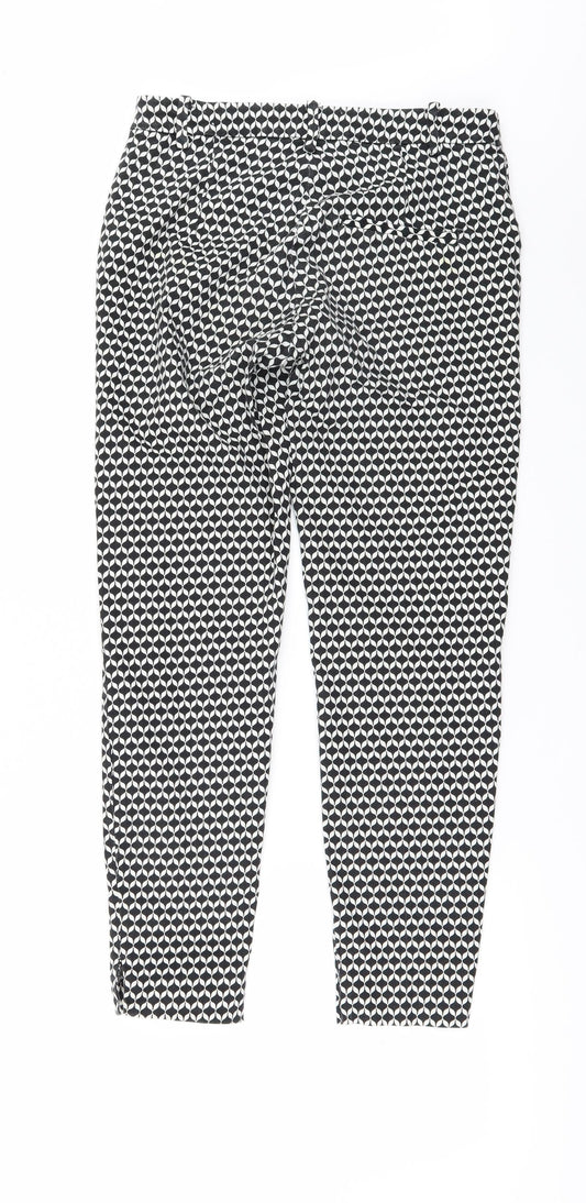 H&M Womens Black Geometric Trousers Size 8 L26 in
