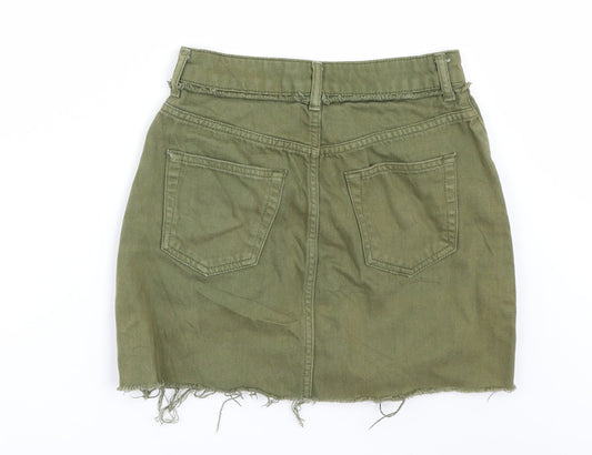 Topshop Womens Green Denim Mini Skirt Size 6
