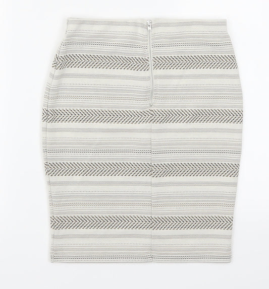 Miss Selfridge Womens Beige Striped Straight & Pencil Skirt Size 4