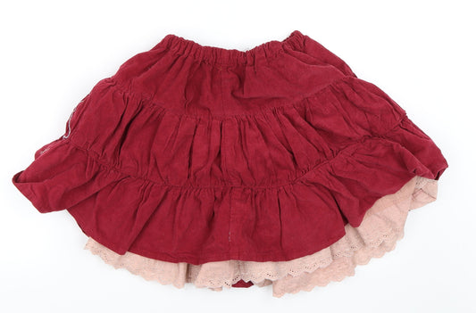 Senang Kids Girls Red Corduroy Skater Skirt Size L