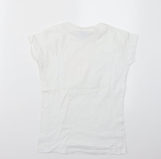 JHK Womens White Basic T-Shirt Size S